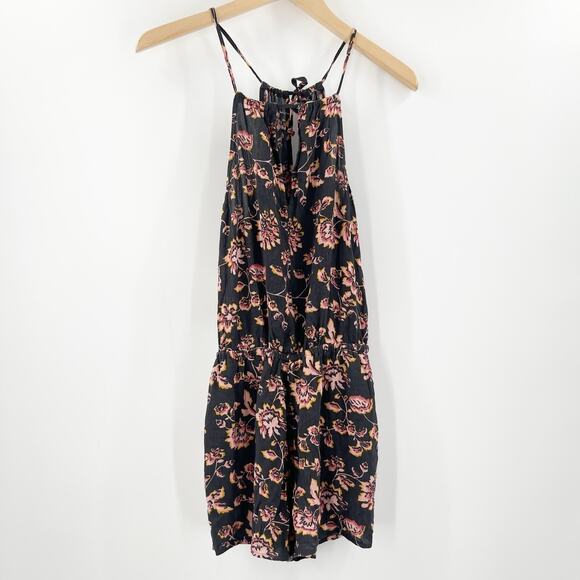 AEROPOSTALE Romper Size Extra Small Jumper Floral Keyhole Pockets Tie Back - Picture 1 of 11